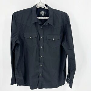 GIBSON BASIC SOLID LONG SLEEVE PEARL SNAP WESTERN SHIRT black jaripeo rodeo